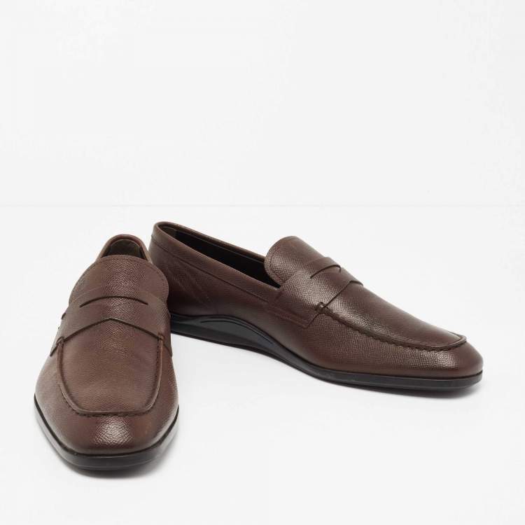 مملوكة مسبقًا Tod's Dark Brown Leather Slip On Driving Loafers Size 46.5