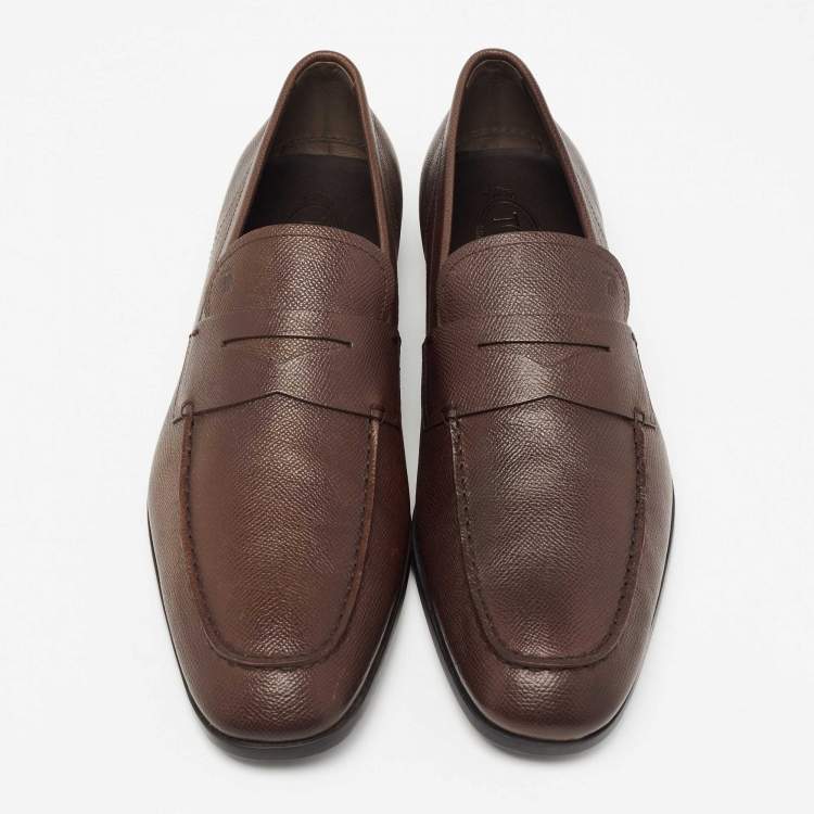 مملوكة مسبقًا Tod's Dark Brown Leather Slip On Driving Loafers Size 46.5
