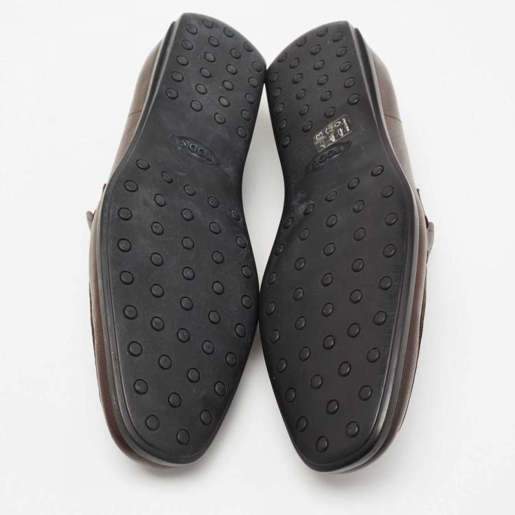 مملوكة مسبقًا Tod's Dark Brown Leather Slip On Driving Loafers Size 46.5
