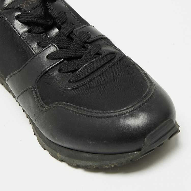 Pre Owned Tod's Black Leather, Nylon and Mesh Low-Top Sneakers Size 41.5