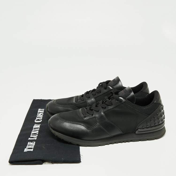 Pre Owned Tod's Black Leather, Nylon and Mesh Low-Top Sneakers Size 41.5