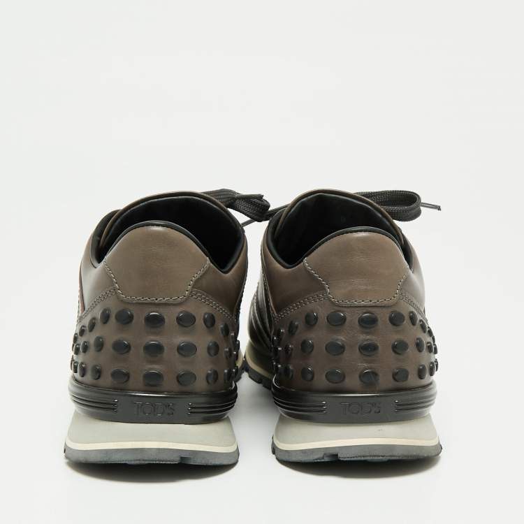 Pre Owned Tod's Grey Leather Low Top Sneakers Size 42