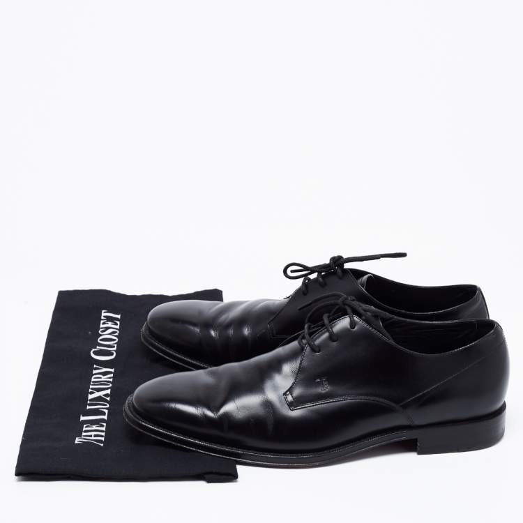Pre Owned Tod's Black Leather Lace Up Oxfords Size 42