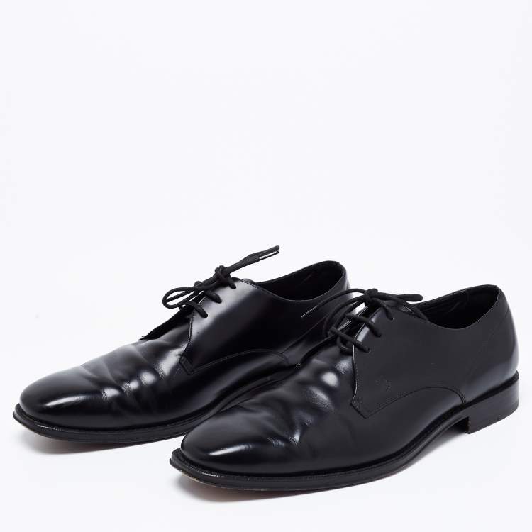 Pre Owned Tod's Black Leather Lace Up Oxfords Size 42