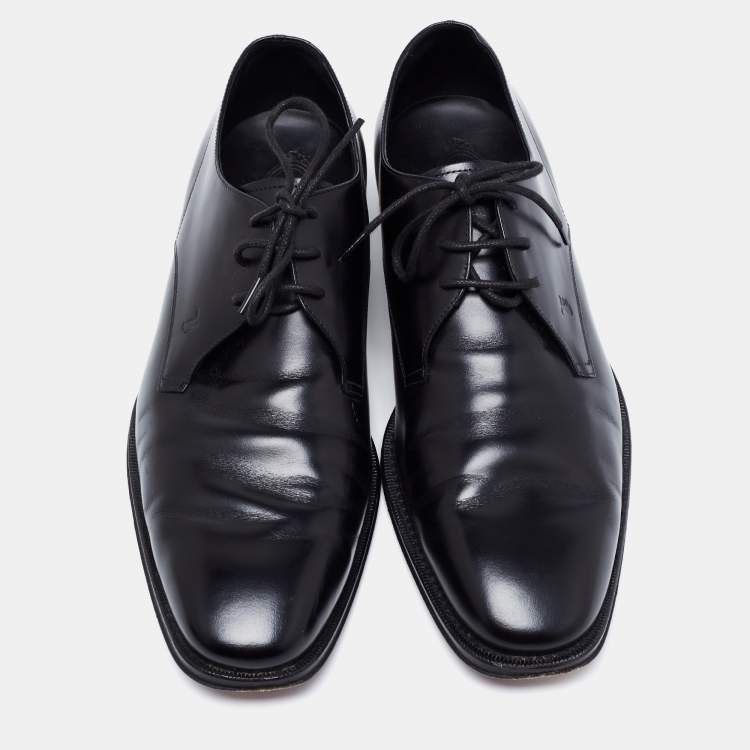 Pre Owned Tod's Black Leather Lace Up Oxfords Size 42