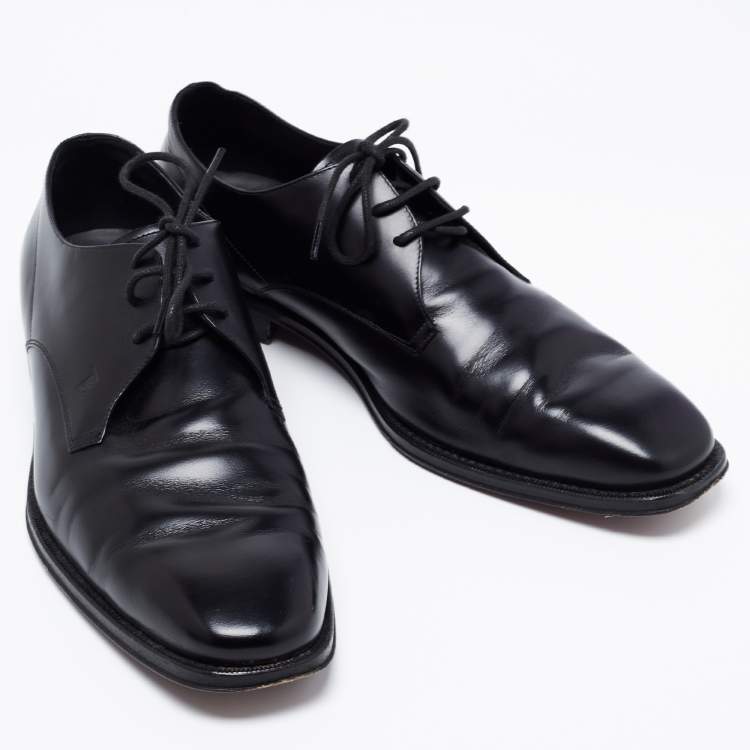 Pre Owned Tod's Black Leather Lace Up Oxfords Size 42