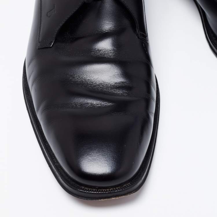 Pre Owned Tod's Black Leather Lace Up Oxfords Size 42