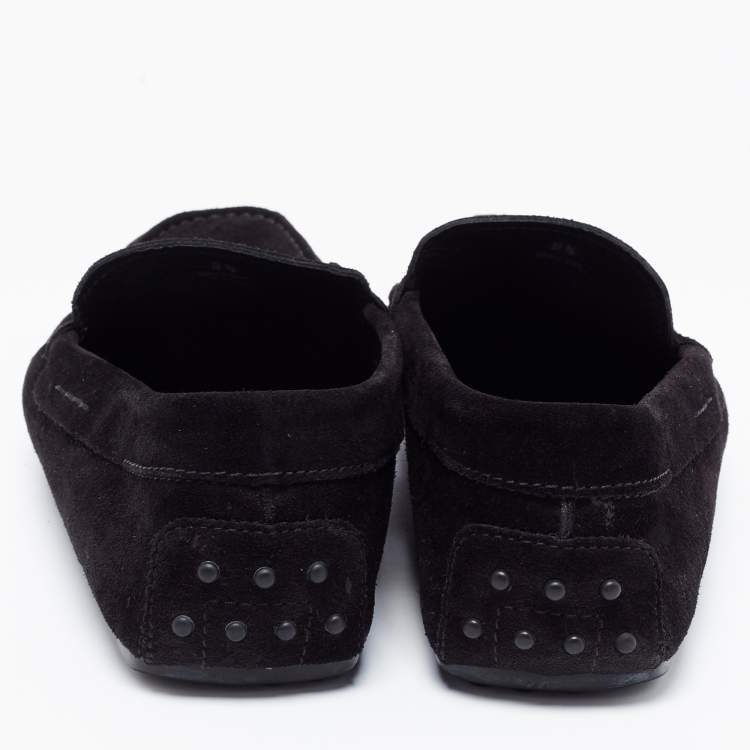 Pre Owned Tod's Black Suede Double T Slip On Loafers Size 42.5