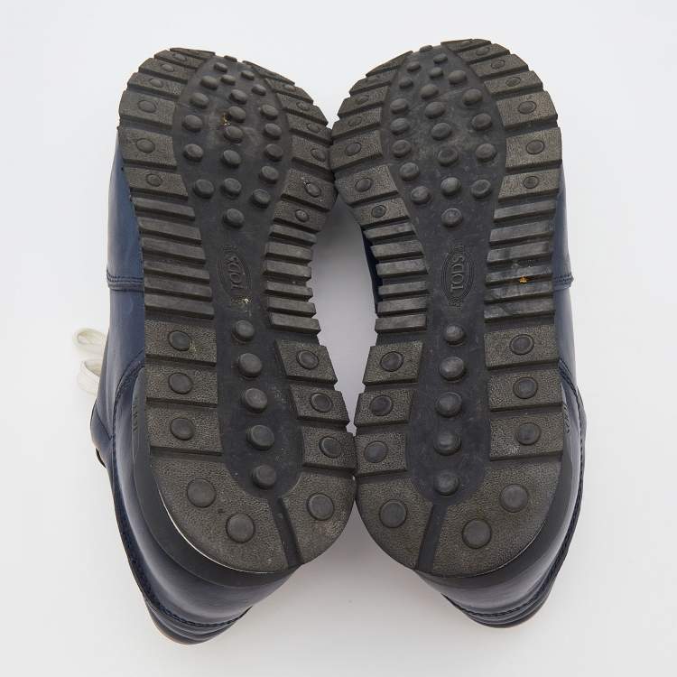 Pre Owned Tod's Blue Leather Low Top Sneakers Size 44.5