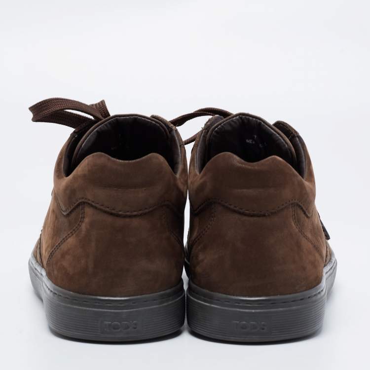 Pre Owned Tod's Brown Nubuck Leather Lace Up Sneakers Size 41