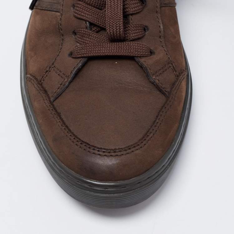 Pre Owned Tod's Brown Nubuck Leather Lace Up Sneakers Size 41