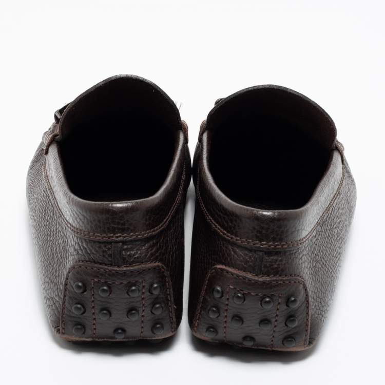 Pre Owned Tod's Brown Leather Slip On Loafers Size 41.5