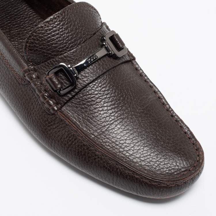 Pre Owned Tod's Brown Leather Slip On Loafers Size 41.5
