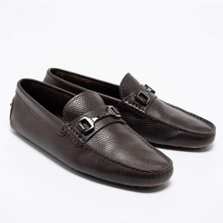 Pre Owned Tod's Brown Leather Slip On Loafers Size 41.5