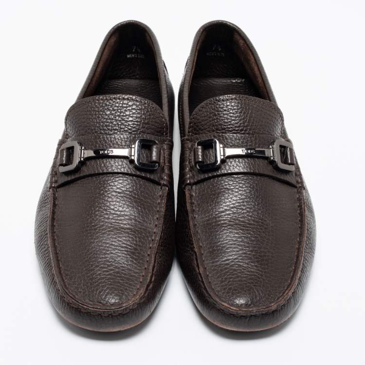 Pre Owned Tod's Brown Leather Slip On Loafers Size 41.5