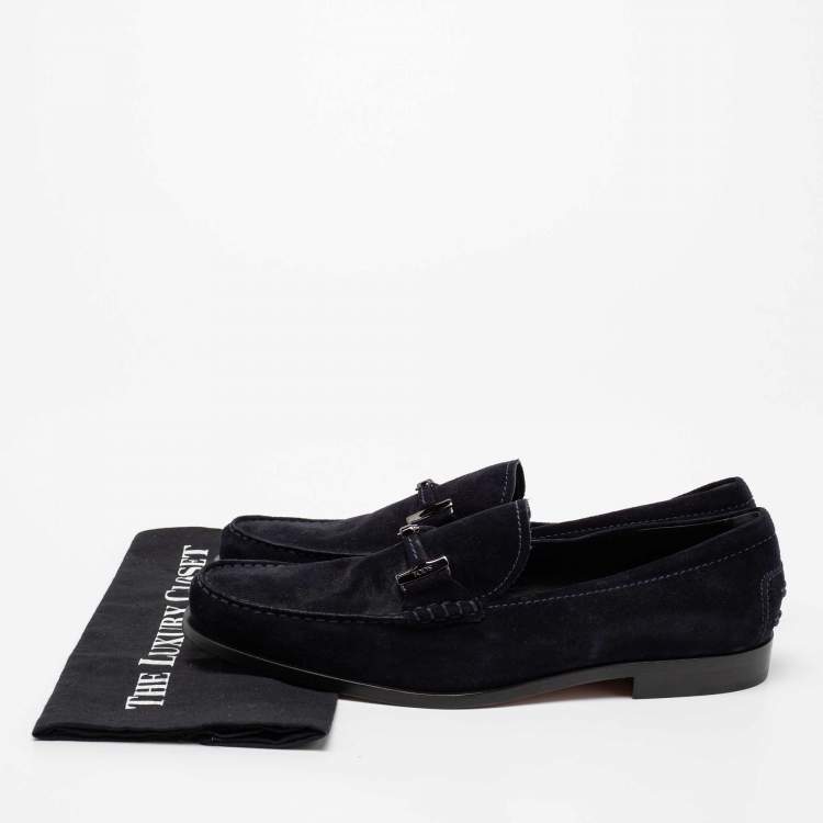 Pre Owned Tod's Blue Suede Bit Slip on Loafers Size 44.5 