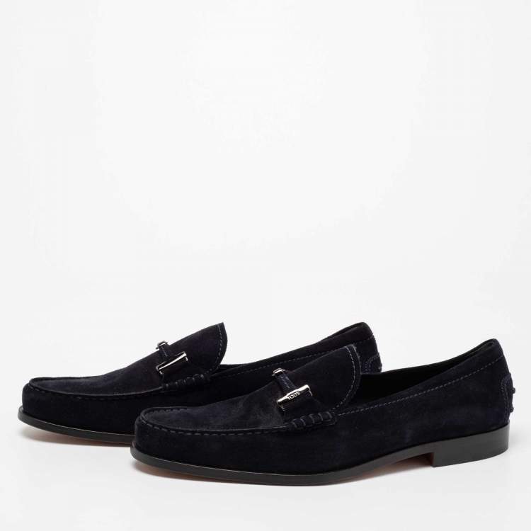 Pre Owned Tod's Blue Suede Bit Slip on Loafers Size 44.5 