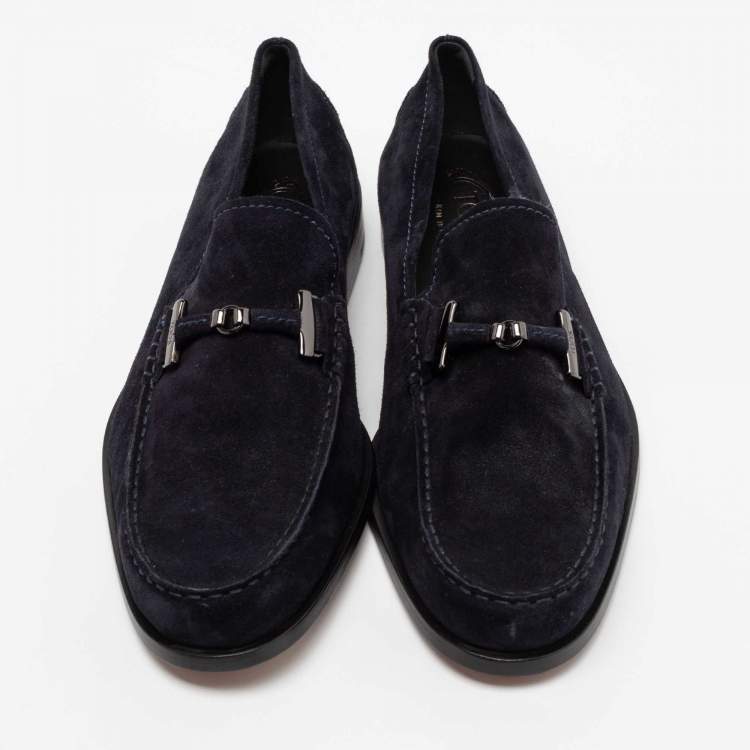 Pre Owned Tod's Blue Suede Bit Slip on Loafers Size 44.5 