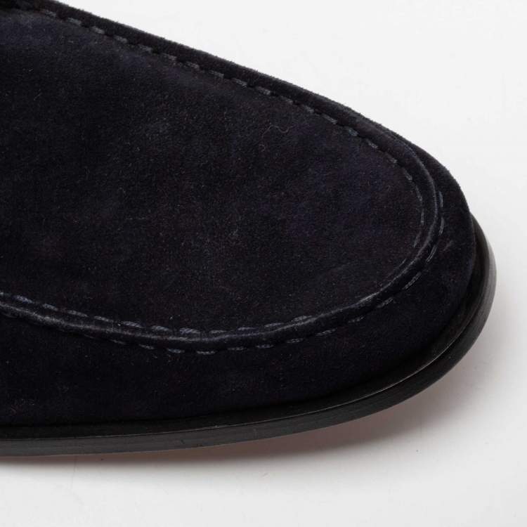 Pre Owned Tod's Blue Suede Bit Slip on Loafers Size 44.5 