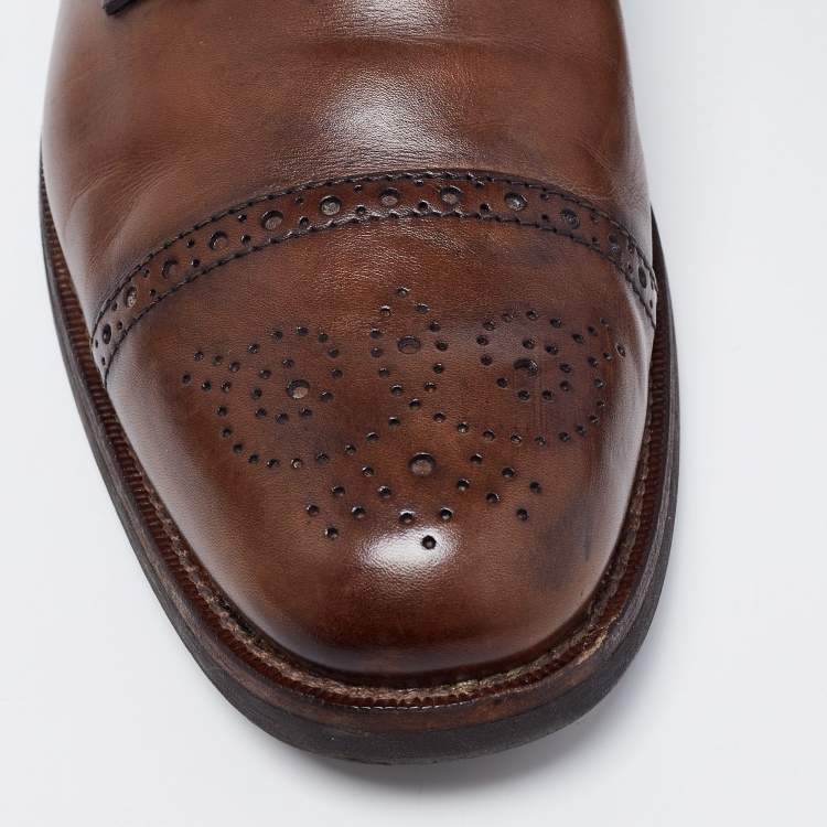 Pre Owned Tod's Dark Brown Brogue Leather Lace Up Derby Size 44.5