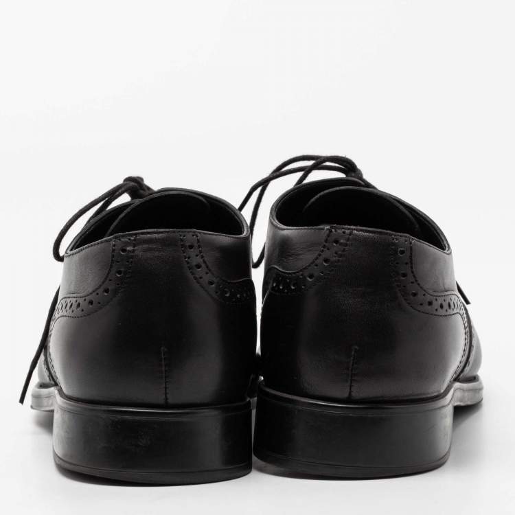 Pre Owned Tod's Black Brogue Leather Lace Up Derby Size 44.5