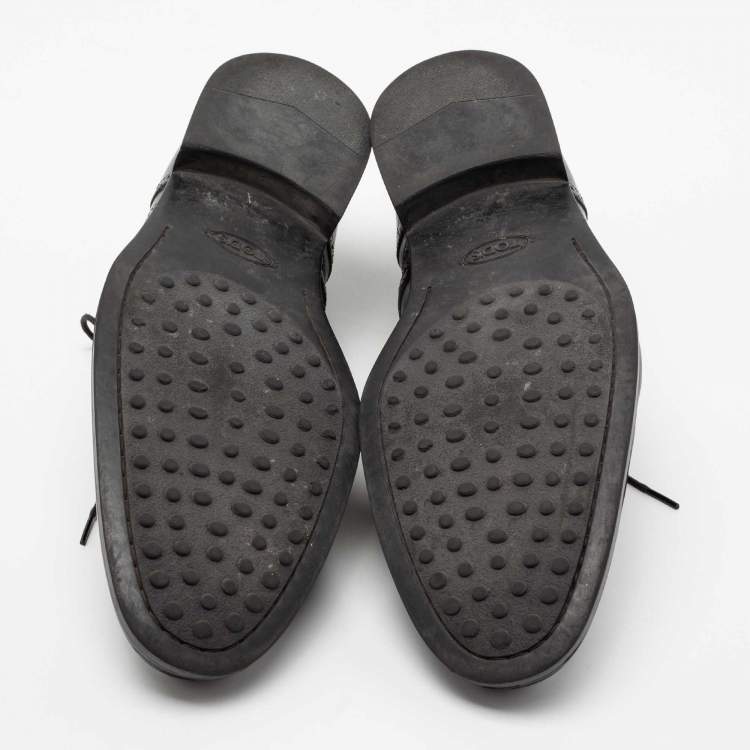Pre Owned Tod's Black Brogue Leather Lace Up Derby Size 44.5