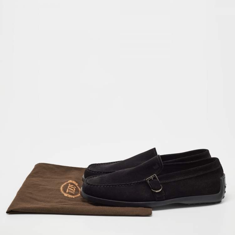 Pre Owned Tod's Black Suede Buckle Driver Loafers Size 42