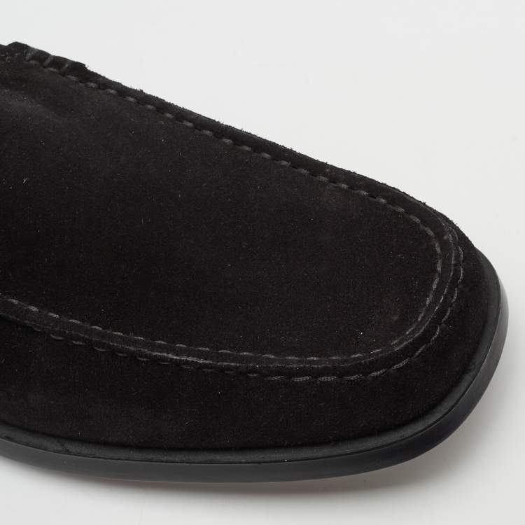Pre Owned Tod's Black Suede Buckle Driver Loafers Size 42
