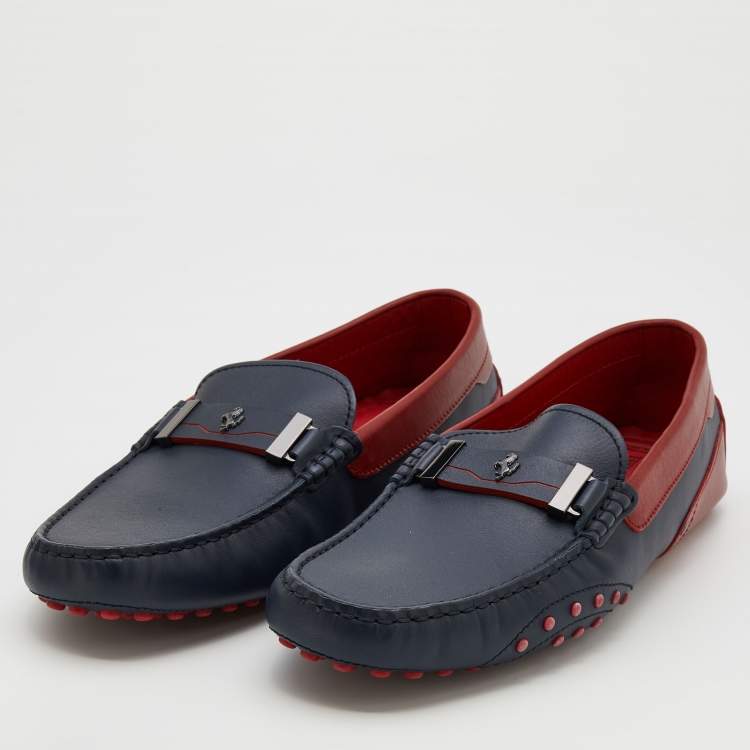 Pre Owned Tod's For Ferrari Black Leather Slip On Loafers Size 42.5