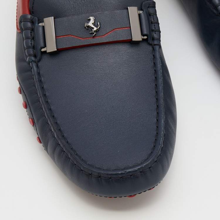 Pre Owned Tod's For Ferrari Black Leather Slip On Loafers Size 42.5