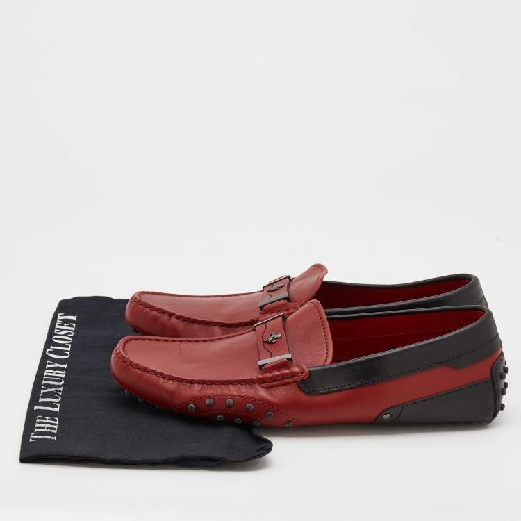 Pre Owned Tod's for Ferrari Red Leather Loafers Size 42.5