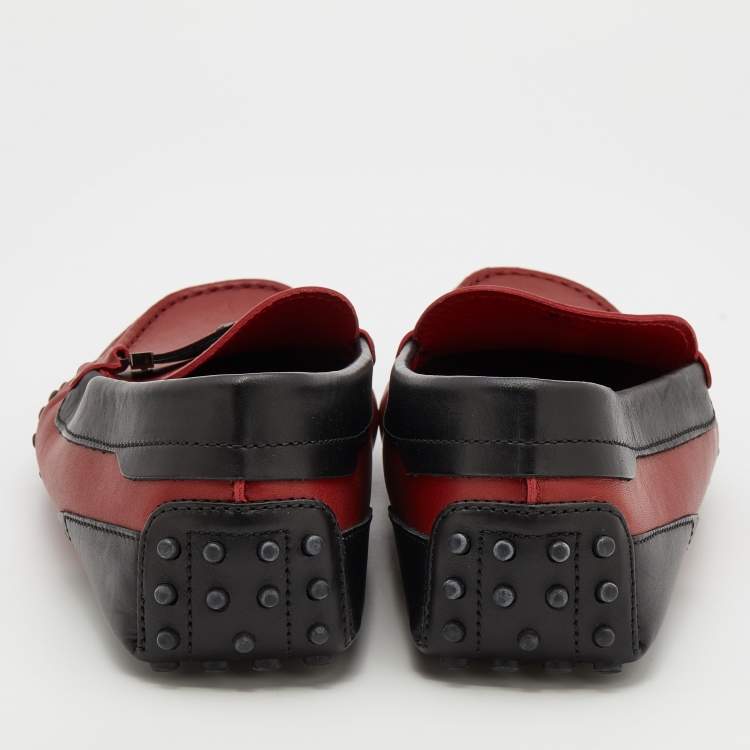 Pre Owned Tod's for Ferrari Red Leather Loafers Size 42.5