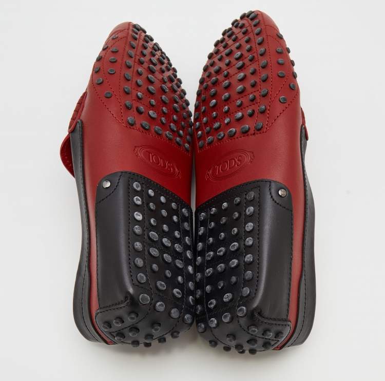 Pre Owned Tod's for Ferrari Red Leather Loafers Size 42.5