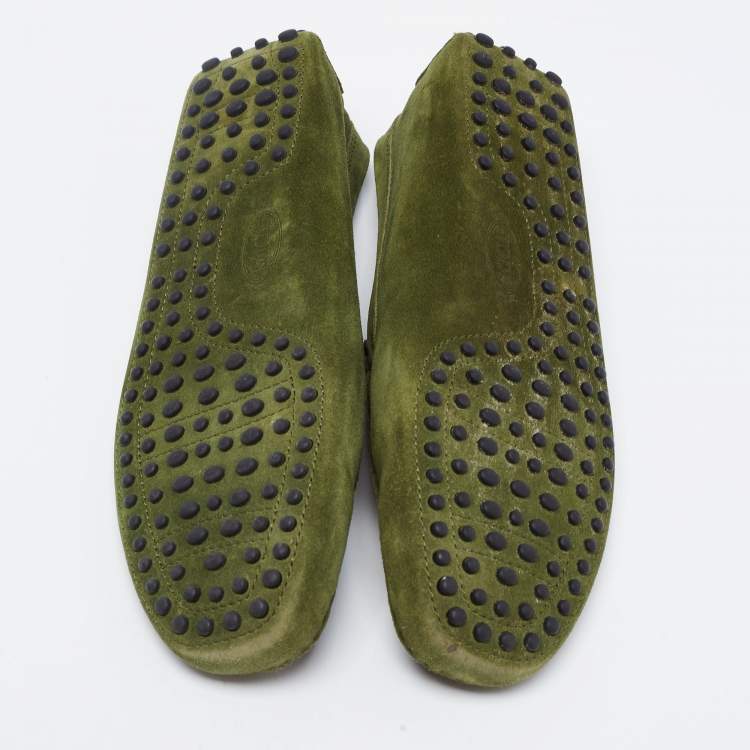 Pre Owned Tod's Green Suede Slip on Loafers Size 41