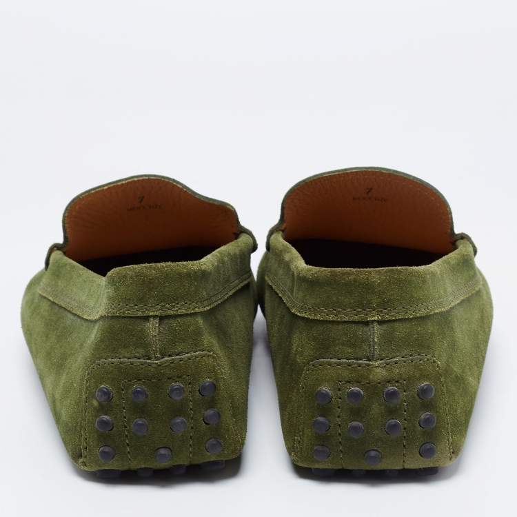 Pre Owned Tod's Green Suede Slip on Loafers Size 41