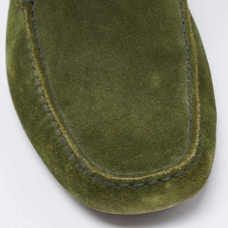 Pre Owned Tod's Green Suede Slip on Loafers Size 41