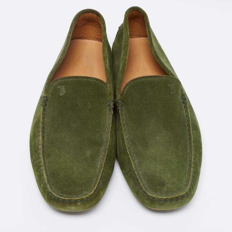 Pre Owned Tod's Green Suede Slip on Loafers Size 41