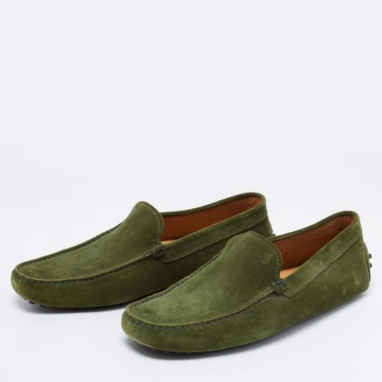 Pre Owned Tod's Green Suede Slip on Loafers Size 41