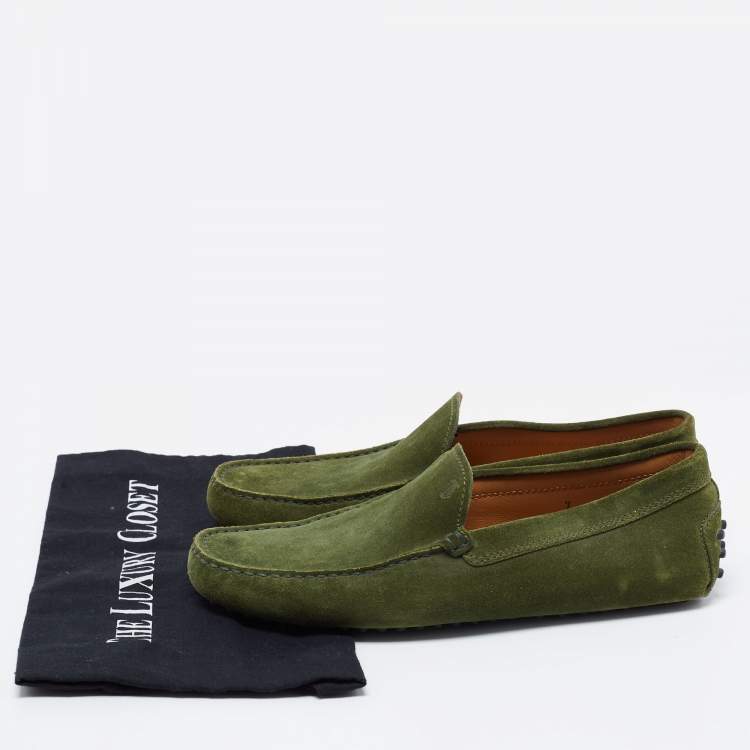 Pre Owned Tod's Green Suede Slip on Loafers Size 41