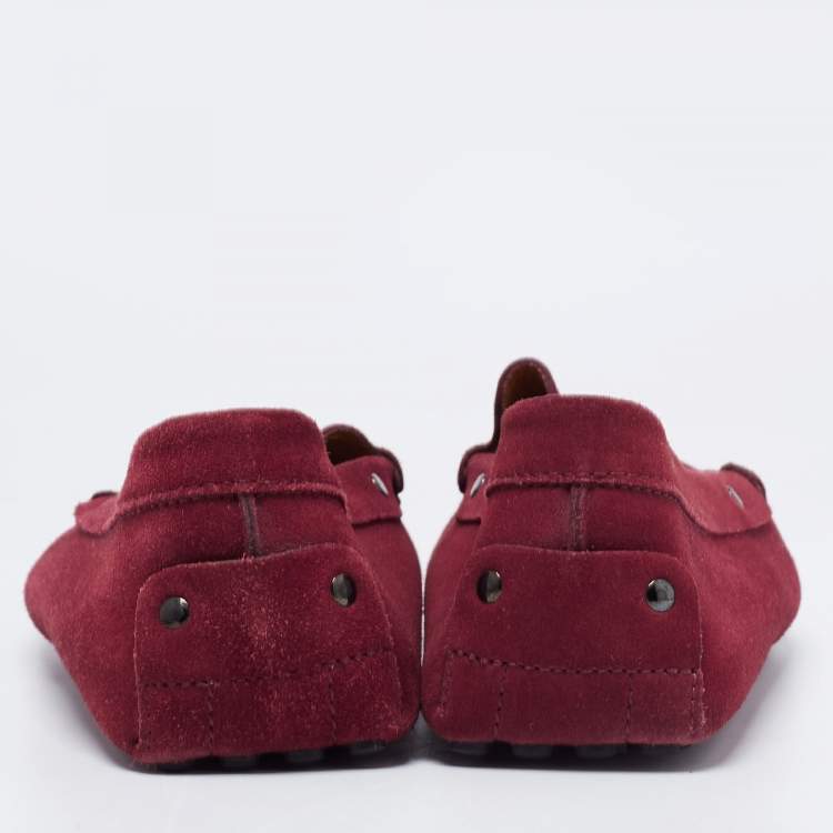 Pre Owned Tod's Burgundy Suede Slip on Loafers Size 41