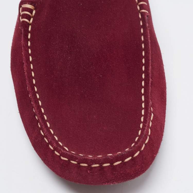 Pre Owned Tod's Burgundy Suede Slip on Loafers Size 41