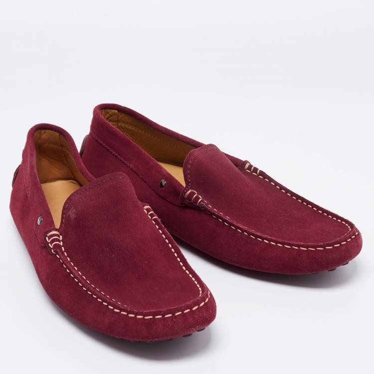 Pre Owned Tod's Burgundy Suede Slip on Loafers Size 41