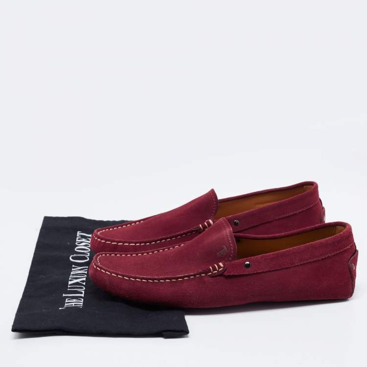 Pre Owned Tod's Burgundy Suede Slip on Loafers Size 41