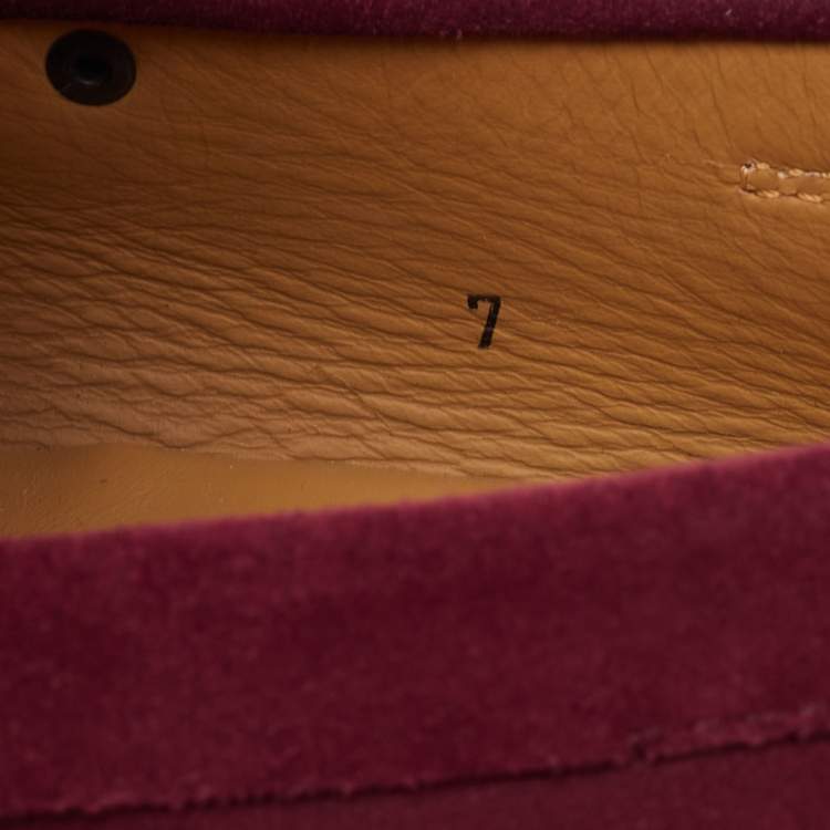 Pre Owned Tod's Burgundy Suede Slip on Loafers Size 41