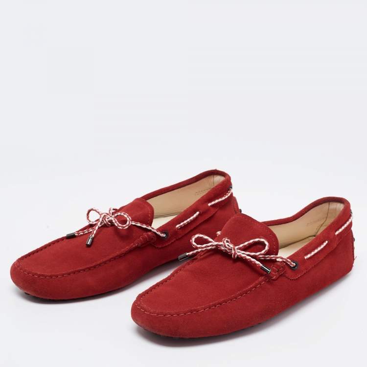 Tod's Red Suede Slip On Loafers Size 41 Tod's