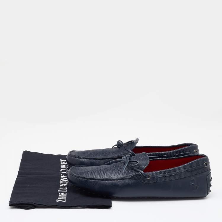 Pre Owned Tod's For Ferrari Navy Blue Gommino Driving Loafers Size 44