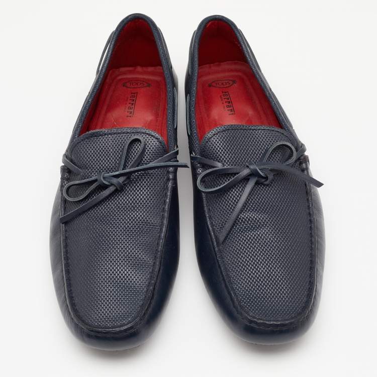 Pre Owned Tod's For Ferrari Navy Blue Gommino Driving Loafers Size 44
