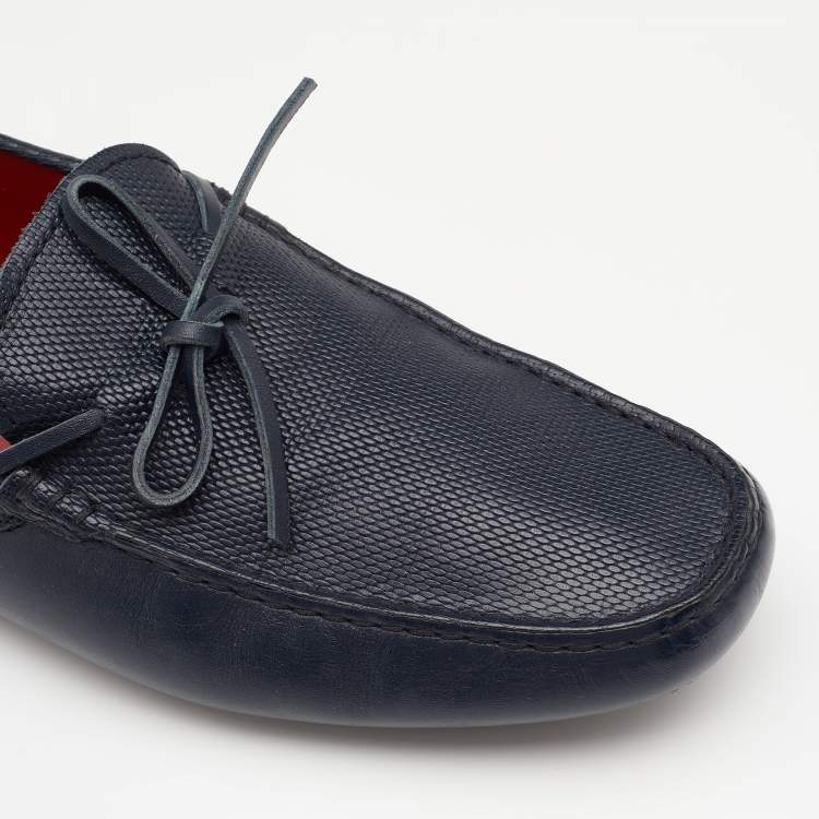 Pre Owned Tod's For Ferrari Navy Blue Gommino Driving Loafers Size 44
