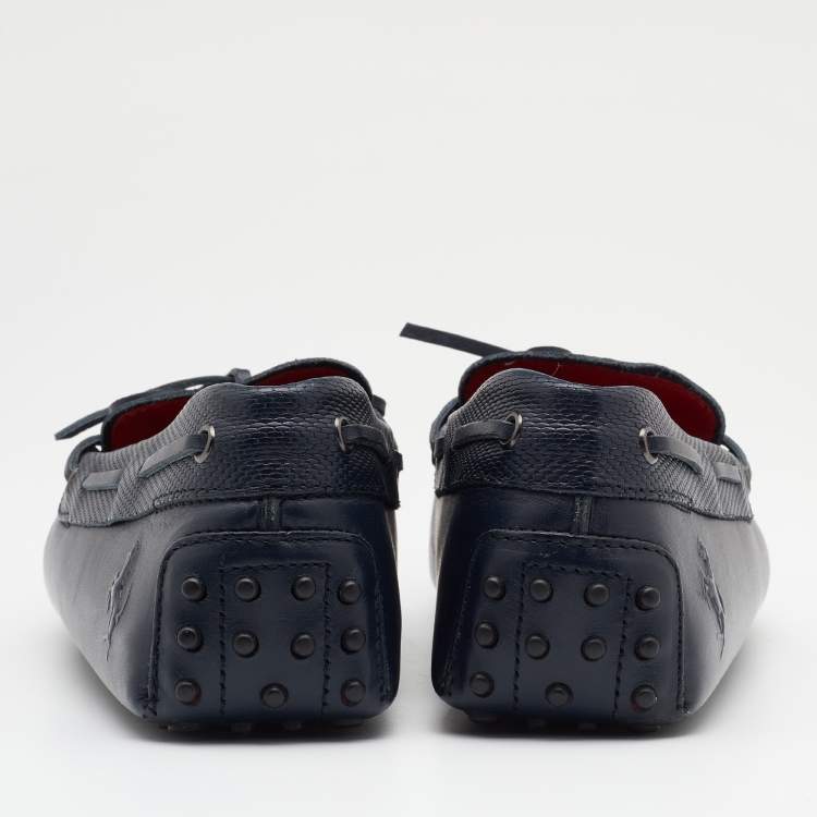 Pre Owned Tod's For Ferrari Navy Blue Gommino Driving Loafers Size 44