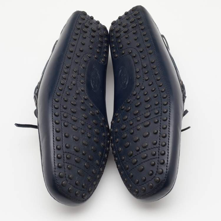 Pre Owned Tod's For Ferrari Navy Blue Gommino Driving Loafers Size 44